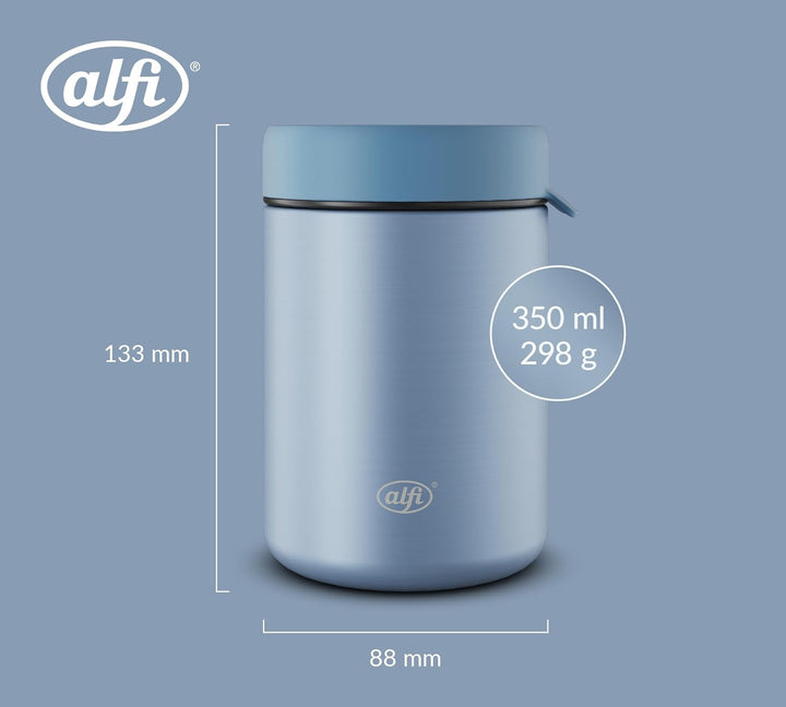 alfi ISO FOOD MUG 350ml, Blau matt, Edelstahl Thermobehälter für Essen, Isolierbehälter für Suppen,