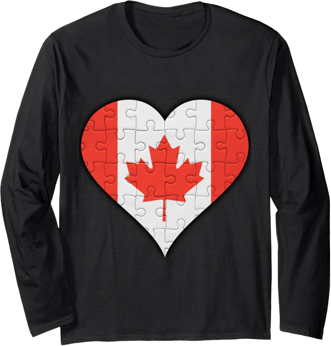 Kanada Kanadische Flagge Herz Langarmshirt