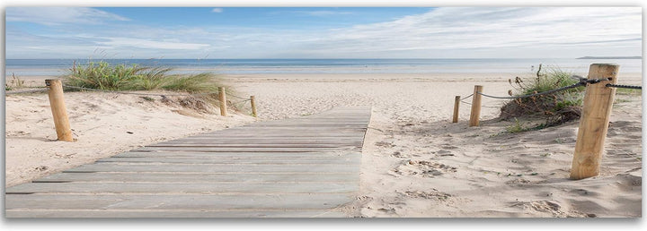 Feeby Bilder Strand Sand Wasser 90x30 cm Wohnzimmer Schlafzimmer Büro Flur Küche Wandbilder Modern B