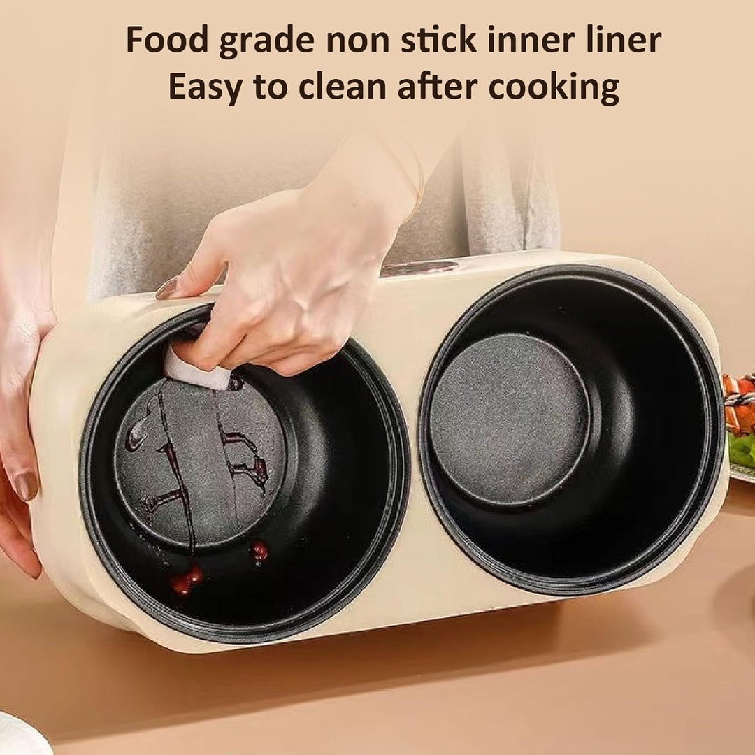 2-in-1-Doppel-Slow-Cooker, Dual-Combo-Slow-Cooker und Reiskocher, Doppel-Innen-Multifunktions-Reisko