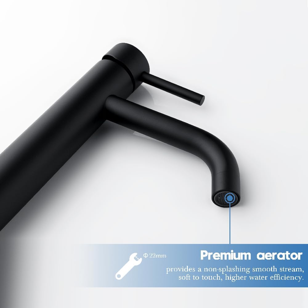 Decaura Wasserhahn Bad Hoch mit G1' 1/4 pop-up Ablauf, Mischbatterie Aufsatzwaschbecken mit pop up V