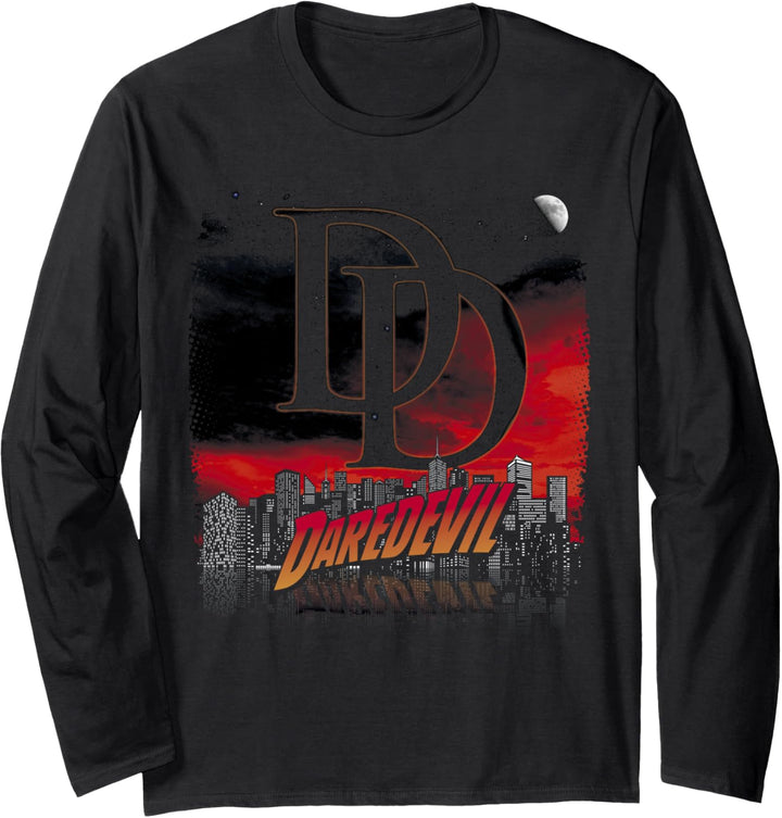 Marvel Daredevil Dark Night City Skyline Poster Langarmshirt