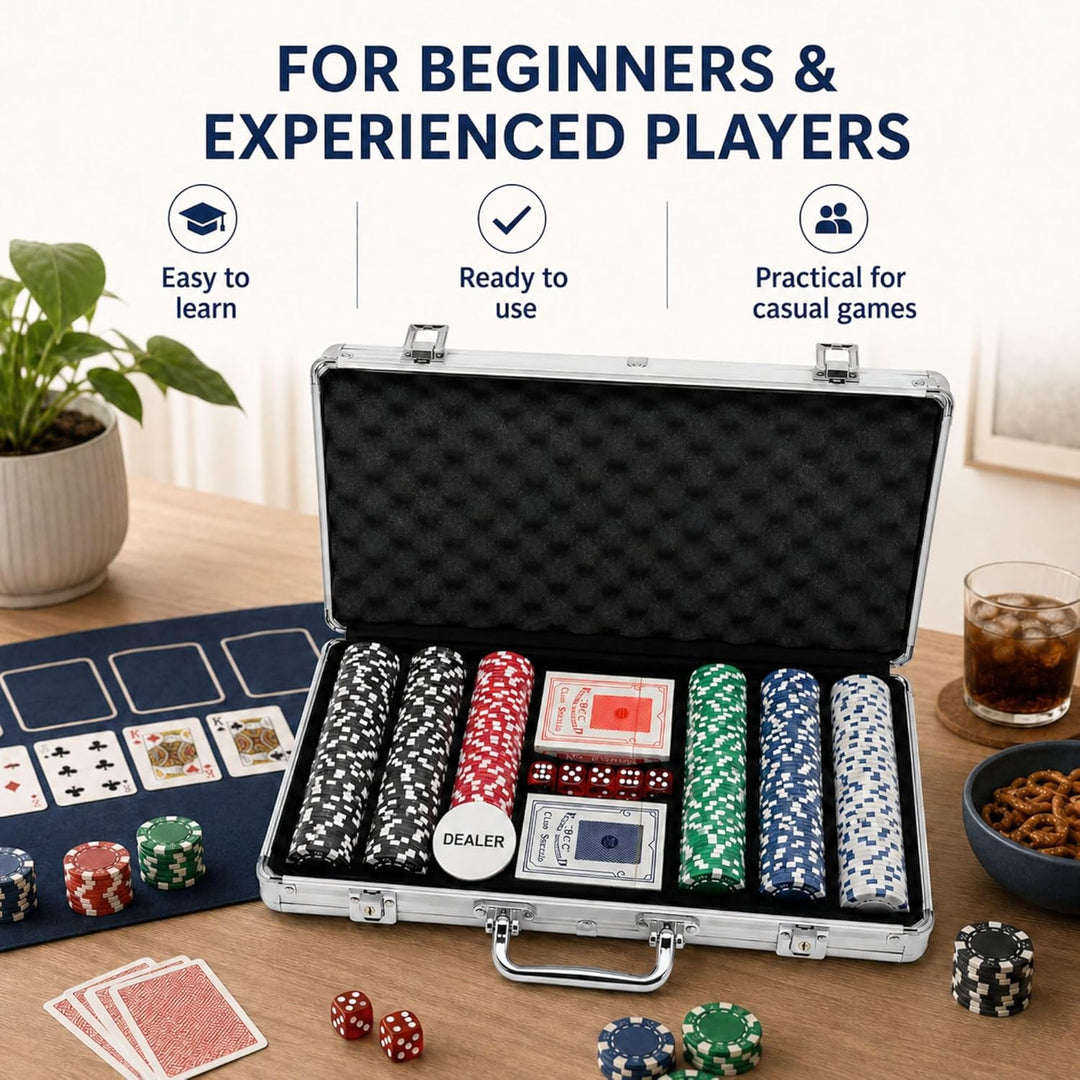 MAGIC SELECT Poker Set Spiel. Pokerset Komplett mit Metallkoffer 300 Pokerchips, 2 Kartendecks, 5 Wü
