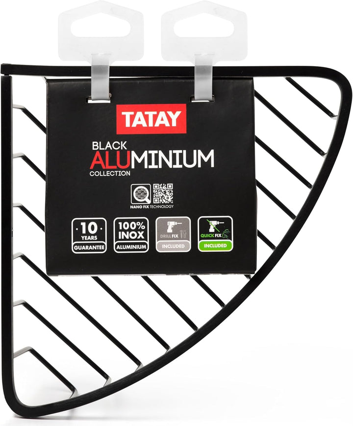 TATAY Duschkorb Ohne Bohren Eckig | Mit Befestigungssystem (Quick Fix) | Belastbar bis 5 kg | 100% R