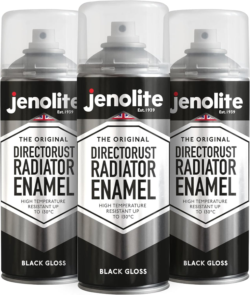 JENOLITE Heizkörperlack | Emaille-Sprühfarbe für Heizkörper | Schwarz glänzend | 3 x 400ml 3 Schwarz