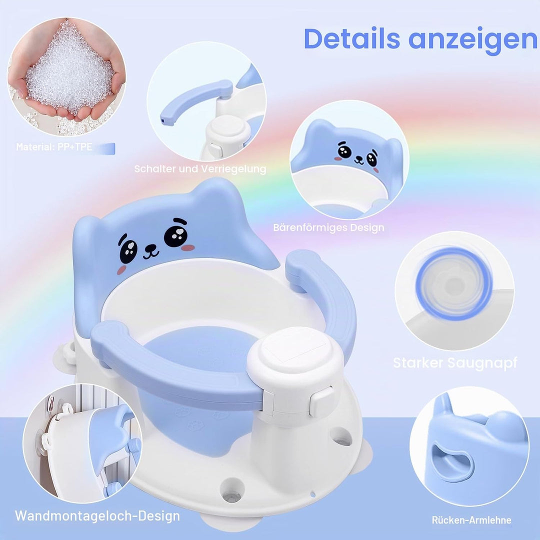 Badewannensitz Baby ab 6 Monate, Baby Badesitz mit 4 Saugnäpfen,Bath Seat für Dusche Oder Badewanne,