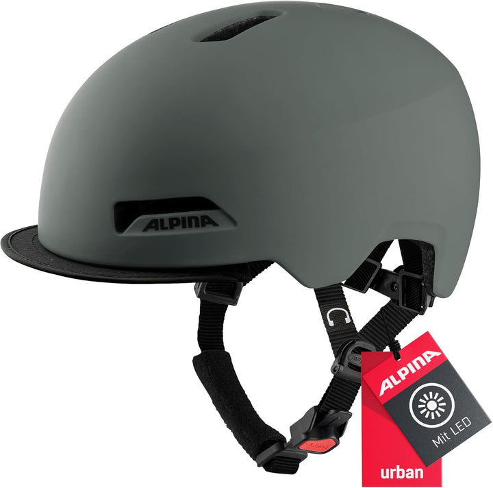 ALPINA BROOKLYN - Beleuchteter, Robuster und Komfortabler Urban Fahrradhelm Mit LED-Licht Für Erwach