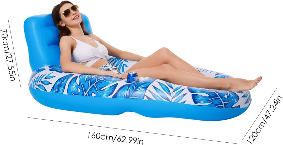 Pool Liegestuhl Aufblasbar, Luftmatratze Pool, Sessel Mit Rückenlehne Und Getränkehalter, Wasserstuh