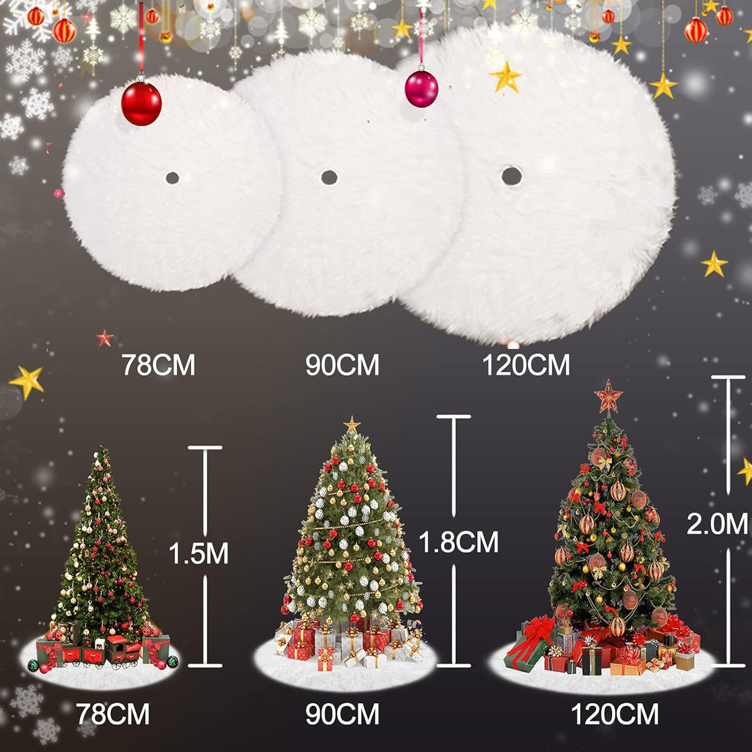 Baumdecke Weihnachtsbaum Decke, Runde Form Schneeflocke Weiss Plüsch Christbaumständer Teppich für W