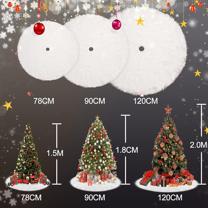 Baumdecke Weihnachtsbaum Decke, Runde Form Schneeflocke Weiss Plüsch Christbaumständer Teppich für W