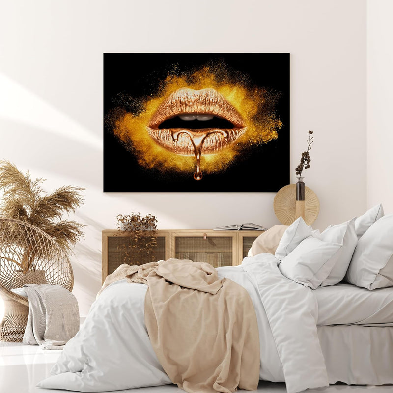 wandmotiv24 Leinwandbild 260 g/m² - Kunstdruck auf Leinwand - Wandkunst - Wandbild mit Frauen Lippen