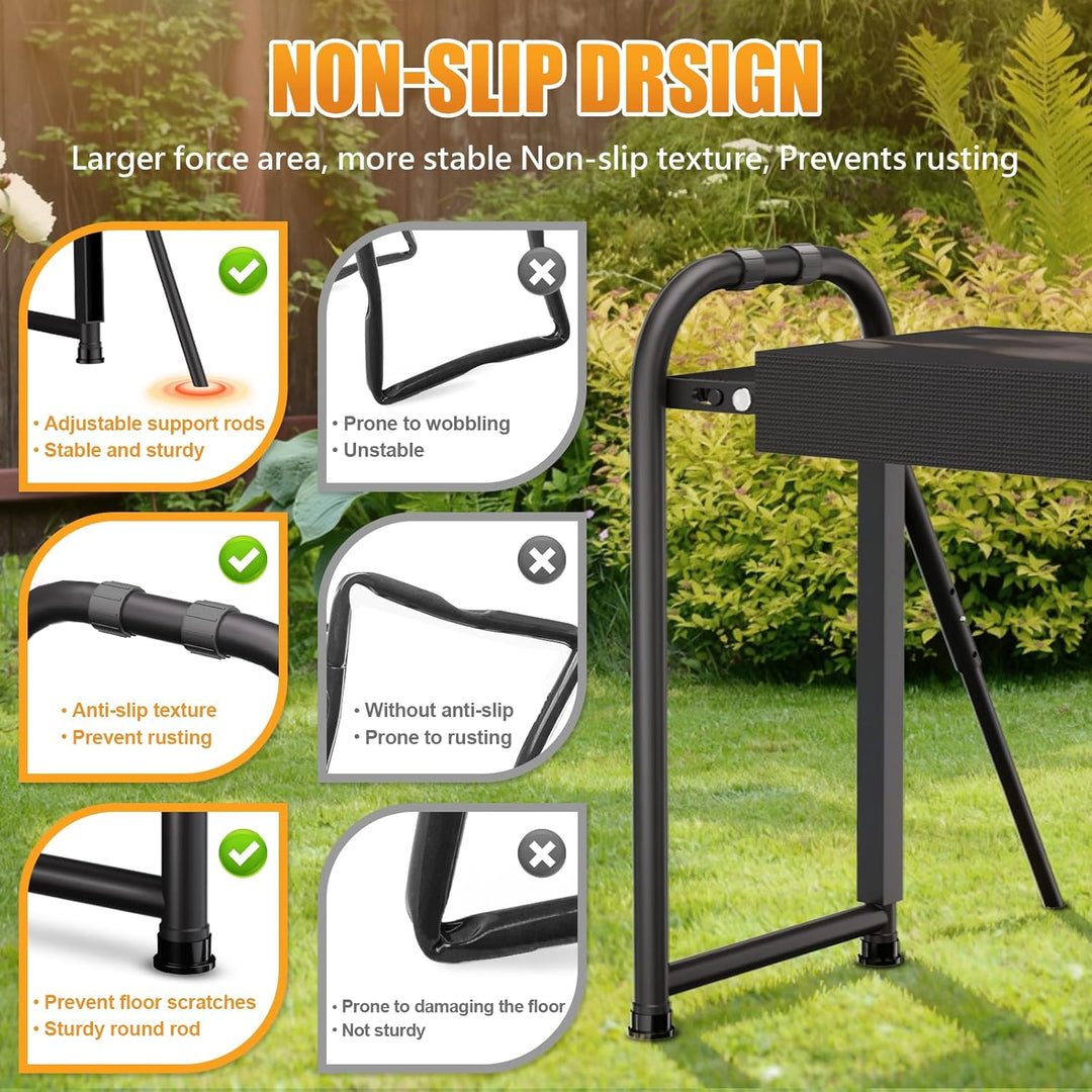 seasky Faltbare Gartenbank mit Knie- und Sitzfläche, Kippschutz-Gartenbank, verbreitert, dick, weich