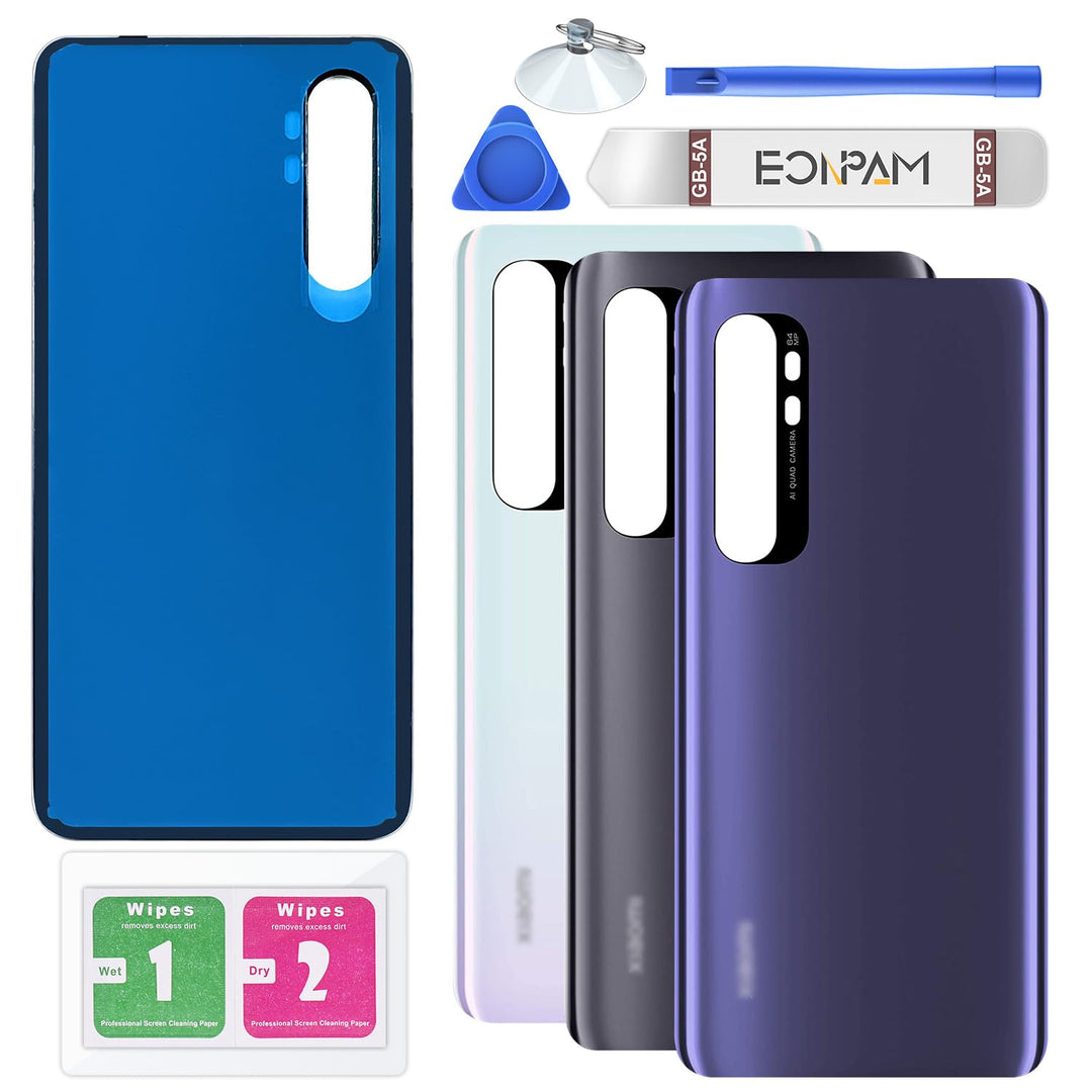Eonpam Akkudeckel für Xiaomi Mi Note 10 Lite Rückseite Glas Original Backcover Back Glas Ersatz mit