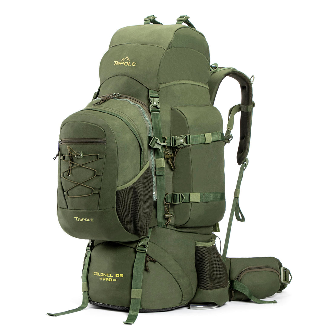 Tripole Colonel Pro Rucksack Mit Metallrahmen | Frontöffnung | Abnehmbare Tasche | Regenschutz 90 Li