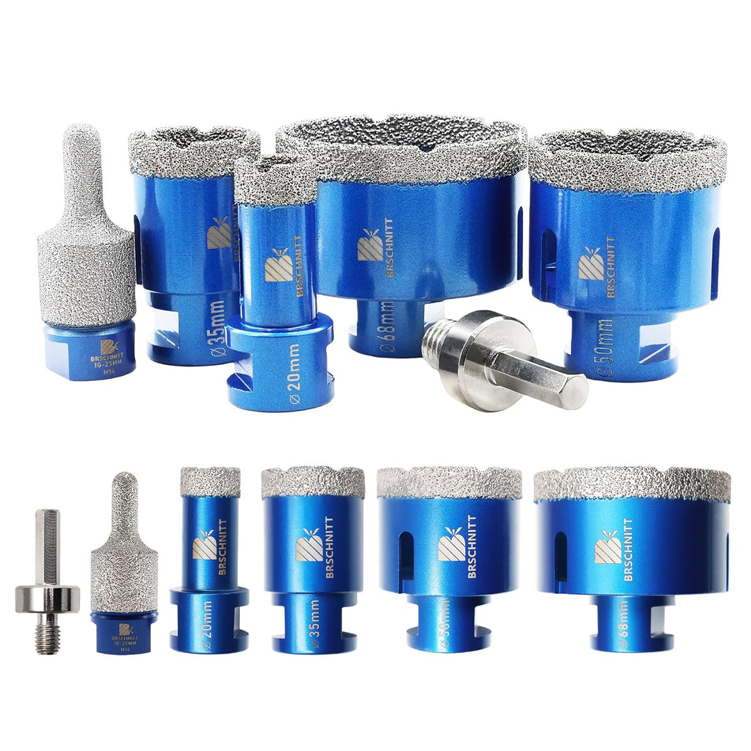 Diamantbohrer Fliesenbohrer Set -20/35/50/68mm Diamantbohrer &10-25mm Diamant Fingerfräser ein Adapt