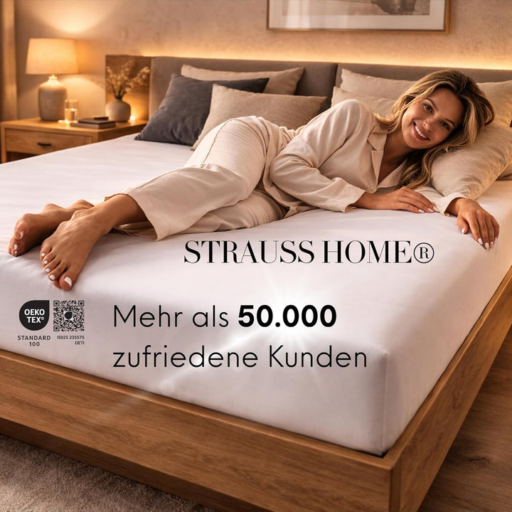 Strauss Home ® Jersey Spannbettlaken Spannbetttuch Bettlaken 100% Baumwolle 180x200-200x200 cm (Pfla