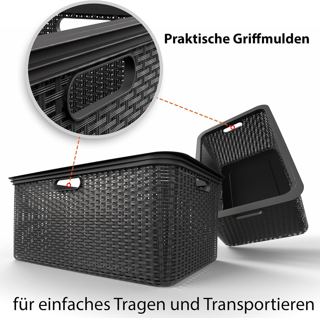 BigDean Wäschekorb 59x39x26cm Rattan Design Wäschewanne | Made in Germany 1 Stück, 1 Stück