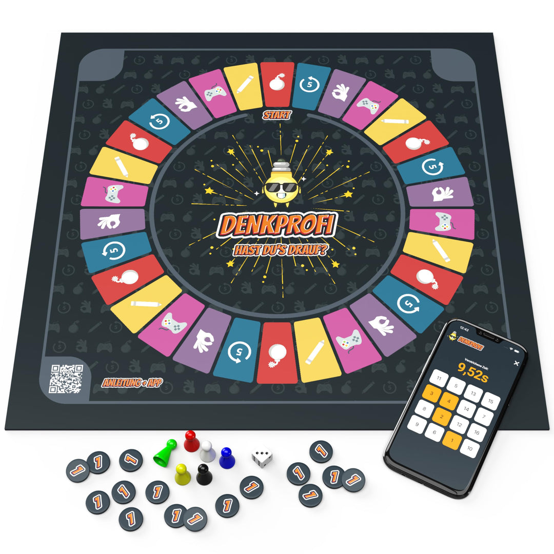 Das Brettspiel mit App, interaktives Quiz-, Wissens- und Familienspiel, Gesellschaftsspiel für 3-6 P