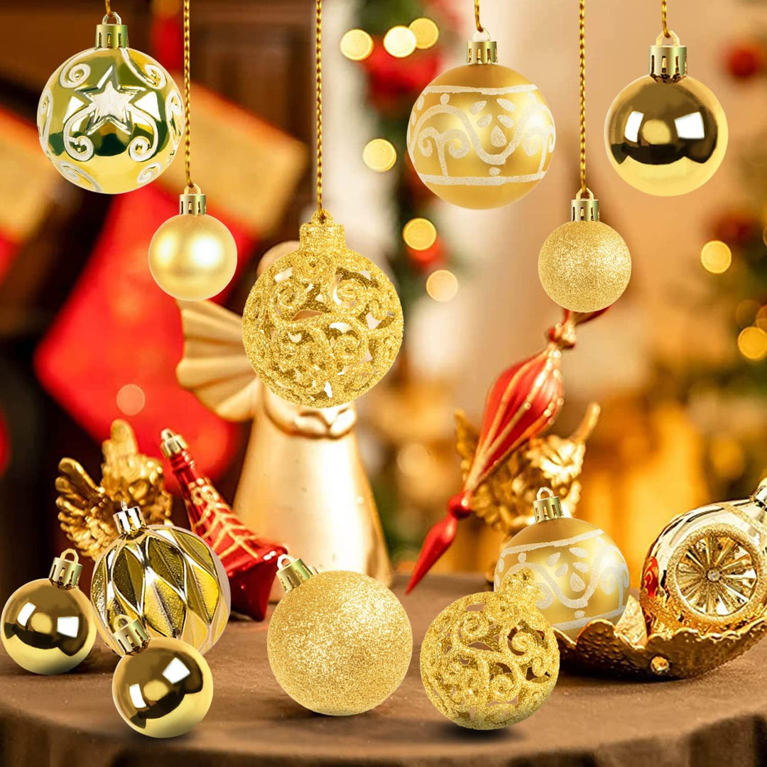 Ywlake Weihnachtskugel Ornamente Set für Weihnachtsbaum, 100-pcs Weihnachtsbaum Dekorationen Set Bru