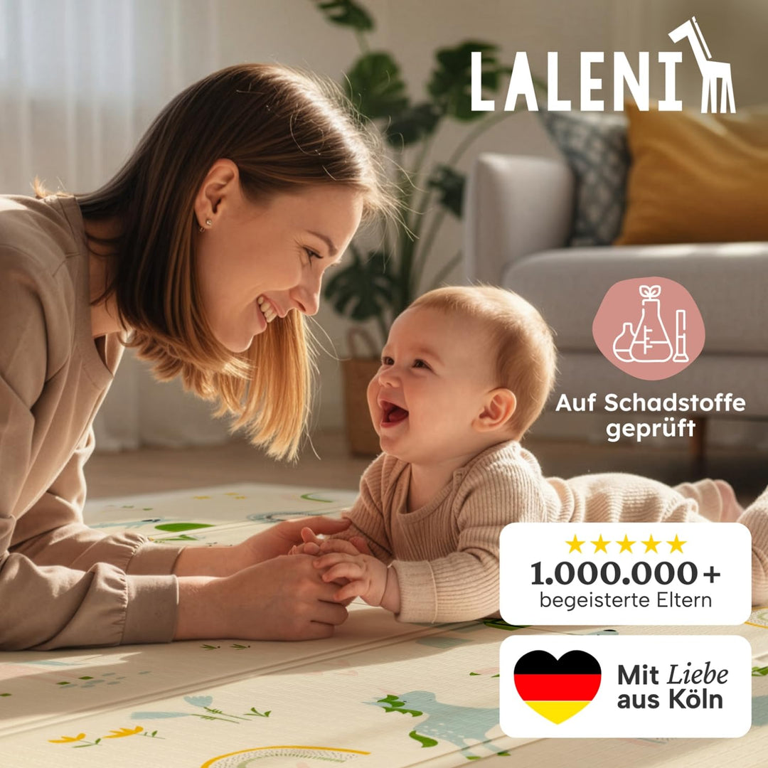 Laleni Krabbelmatte Baby 180x200x1 cm - wasserdichte Spielmatte Baby faltbar - isolierende Bodenmatt