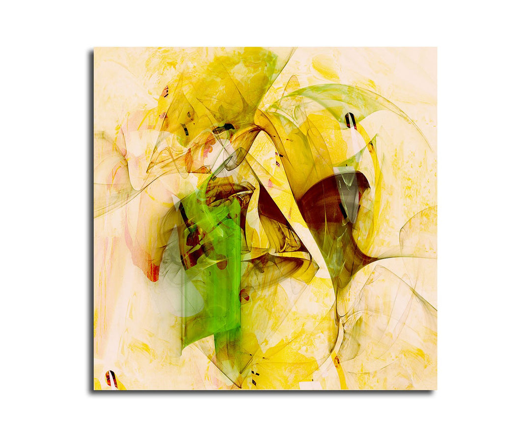 Paul Sinus Art Wildes Spiel - Abstrakt384_60x60cm Bild auf Leinwand mit Farbbrillanz gelb grün Abstr