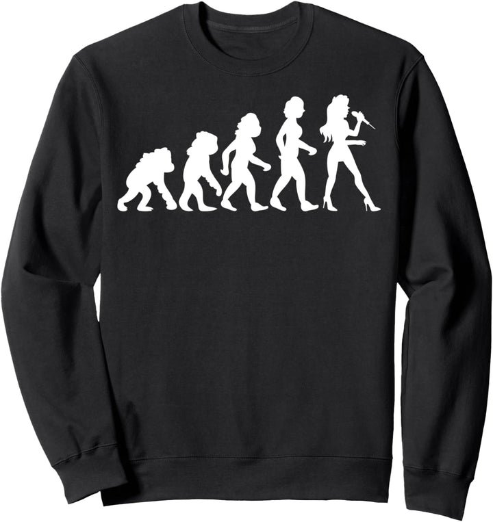 Sängerin mit Mikrofon Singen Musiker Musik Evolution Lustig Sweatshirt