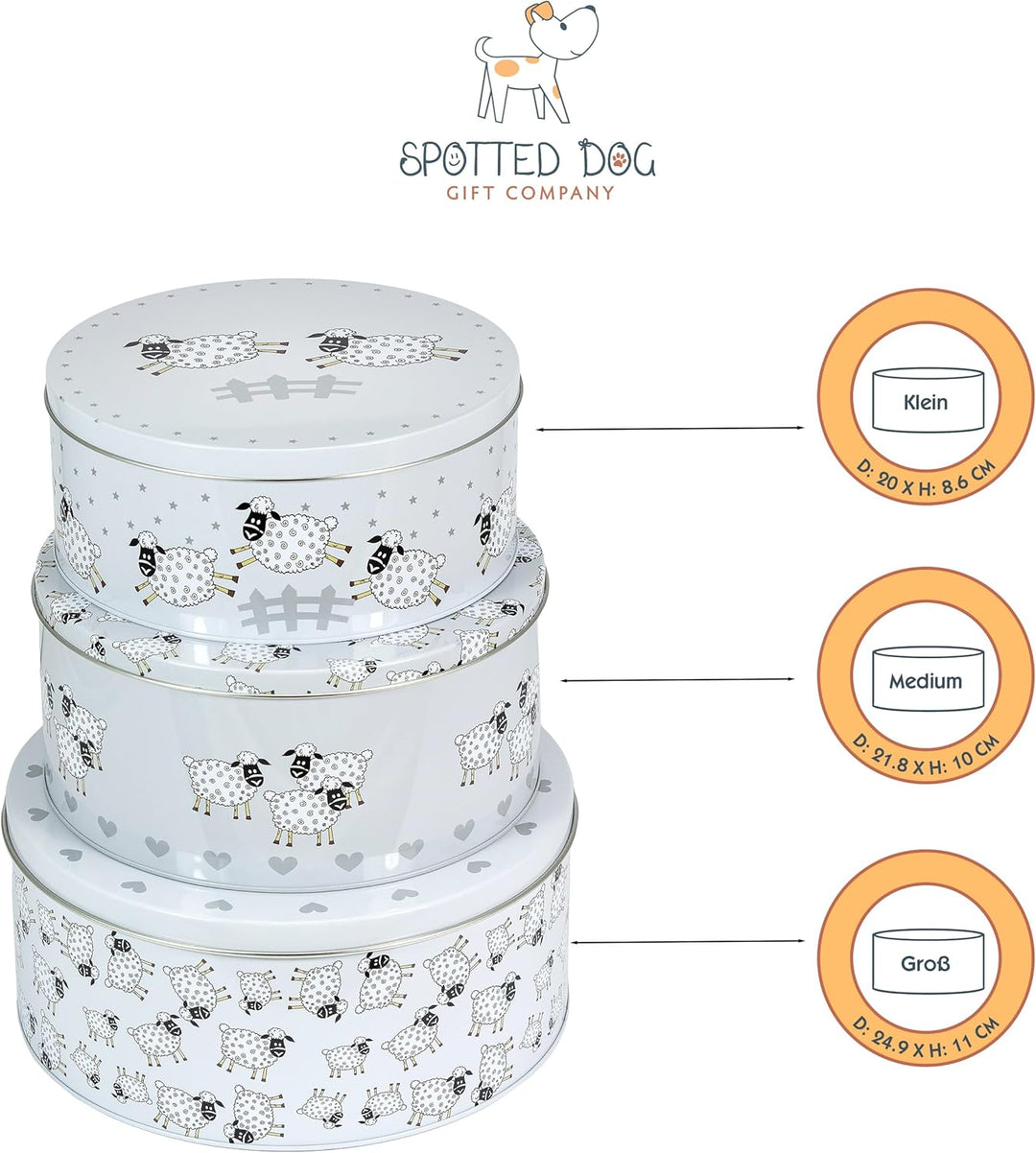 SPOTTED DOG GIFT COMPANY Keksdose Metall, Plätzchendose Set, 3-teilig Gebäckdose Rund für Gebäck Kuc
