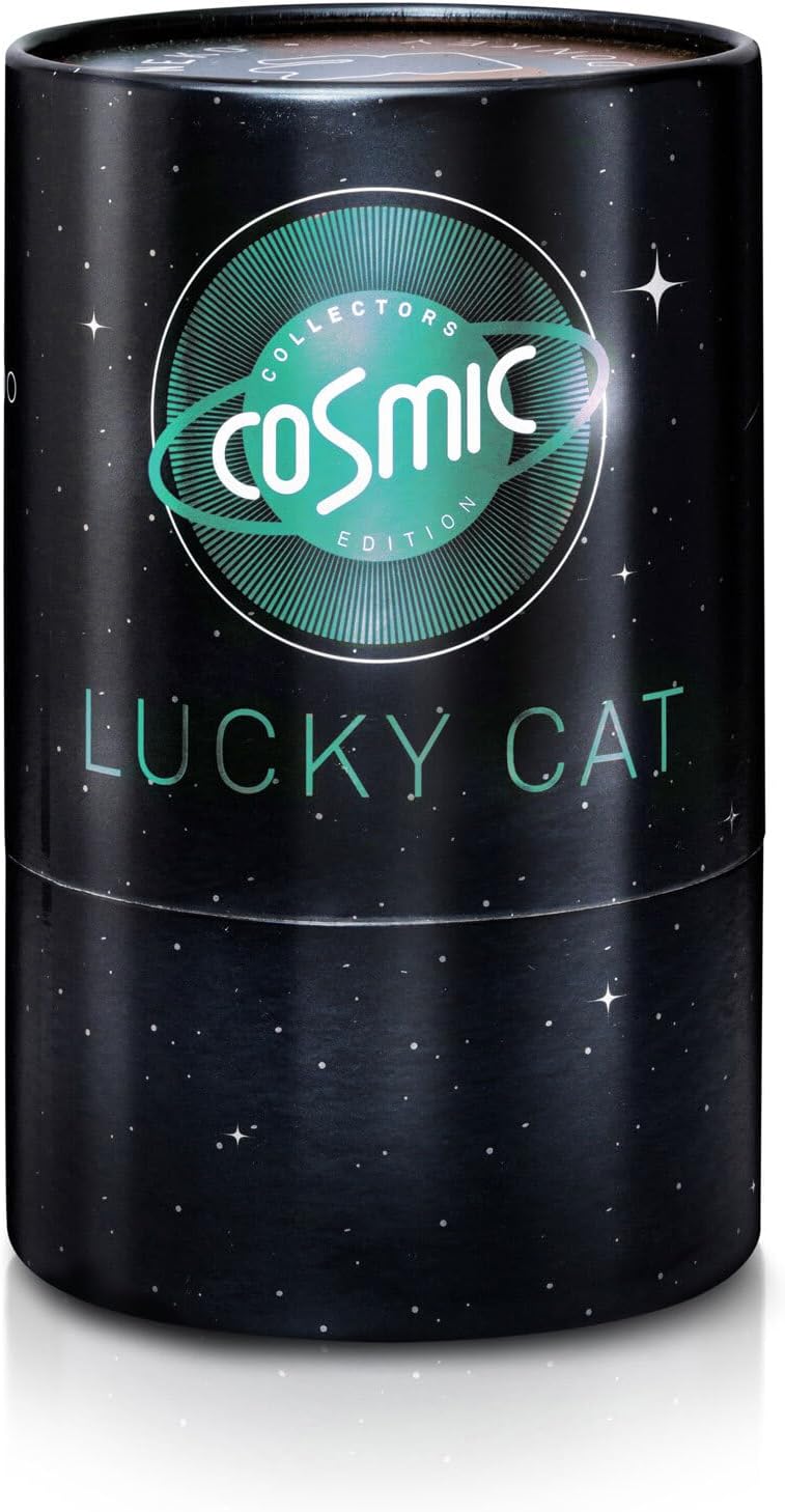 DONKEY Lucky Cat Cosmic Edition Uranus Shiny Teal| Winkekatze, Maneki Neko, 15 cm, in Geschenkverpac