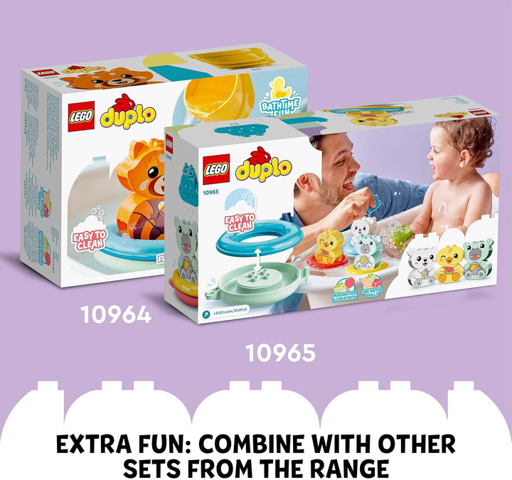 LEGO 10966 DUPLO Badewannenspass: Schwimmende Tierinsel, Badespielzeug für Babys und Kleinkinder von