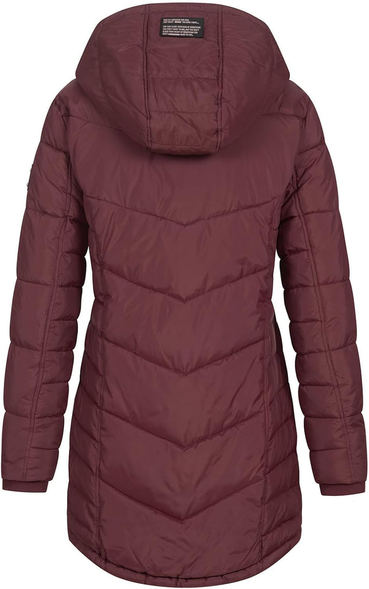 Sublevel Damen Jacke Steppmantel LSL-412 mit gefütterter Kapuze L Wine Red, L Wine Red