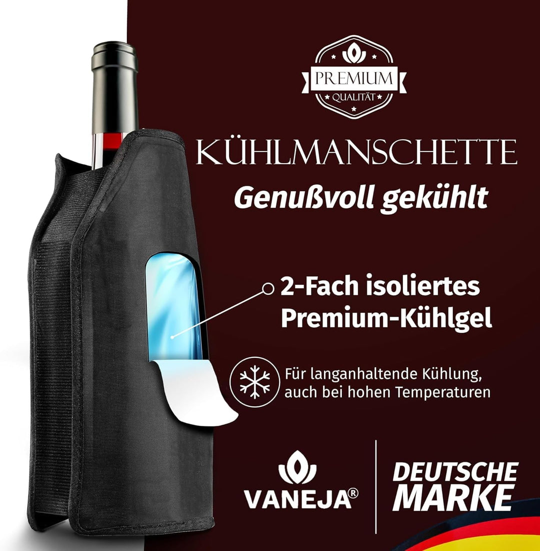 Flaschenkühler 2er Set – Kühlmanschette für Wein, Sekt &amp; Champagner | Flexible Gel-Kühlmanschetten f