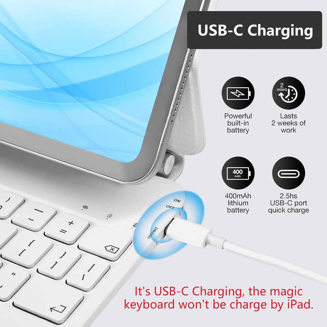 Magic Keyboard für iPad Pro 12,9-Zoll (3., 4., 5. und 6. Generation), Tastatur für iPad Air 13'' (M2