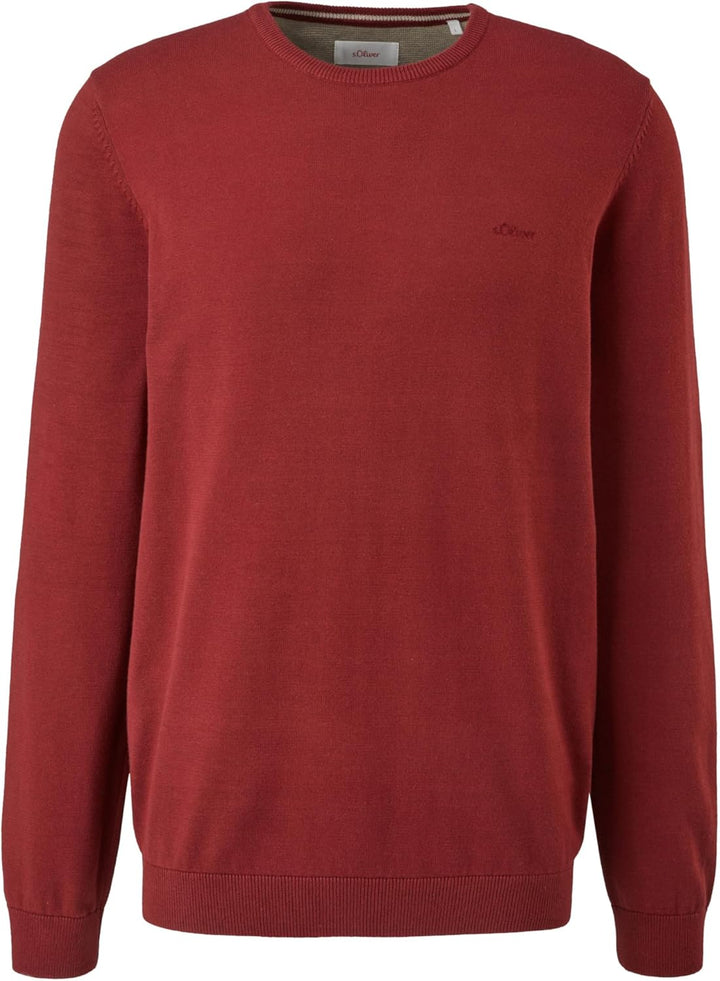 s.Oliver Herren 2152193 Pullover mit Logo-Stitching M 3877 Rot, M 3877 Rot