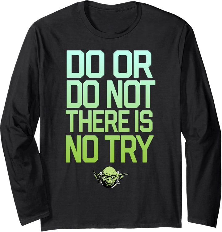 Star Wars Yoda Do Or Do Not Gradient Text Langarmshirt
