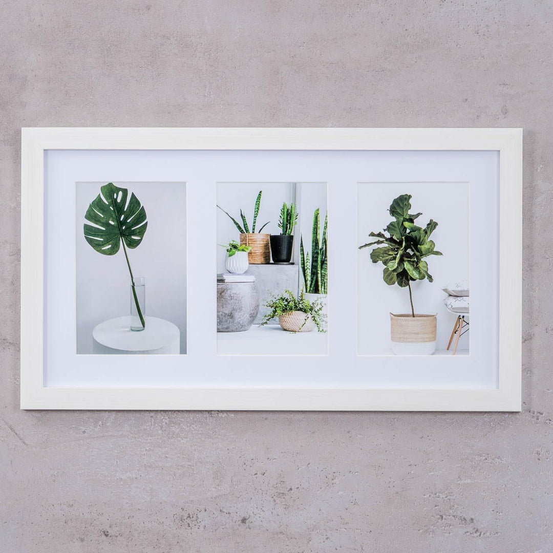 levandeo Bilderrahmen Collage 3 Fotos 10x15cm Ahorn Weiss MDF Holz Passepartout Glasscheibe Fotorahm