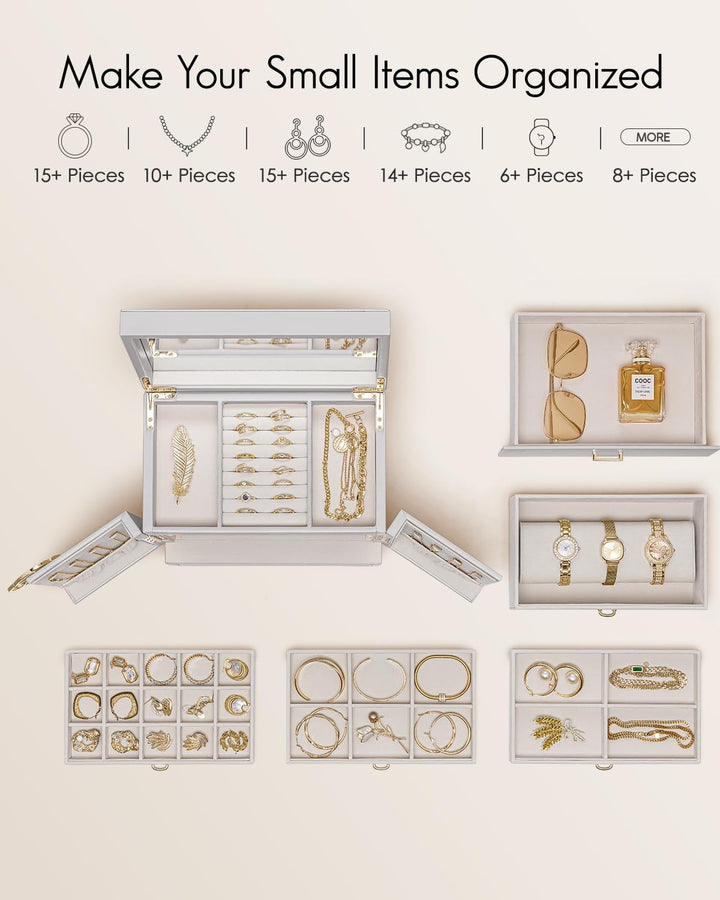 Vlando Schmuckaufbewahrung Gross, Schmuckschatulle Schmuck Organizers Gross XXL, Schmuckkästchen mit
