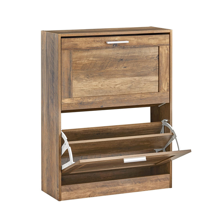 SoBuy Schuhschrank schmal Schuhkipper mit 2 Klappen – Platzsparendes Schuhregal geschlossen mit höhe