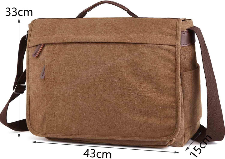 Neuleben Wasserdicht Laptoptasche für 17'' Laptop Vintage Schultertasche Umhängetasche Canvas Leder