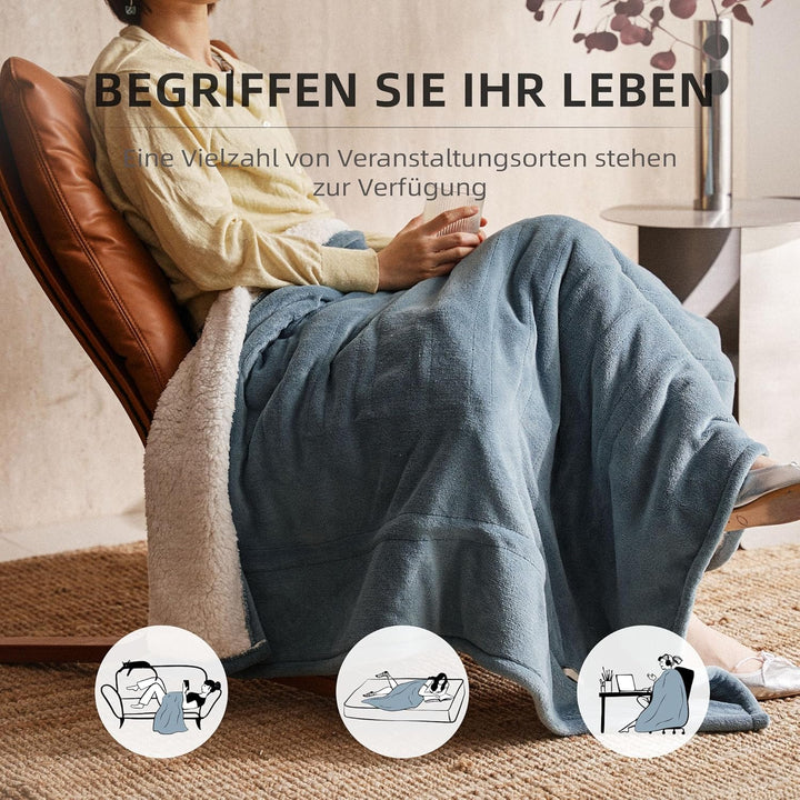 JET'S HOME Heizdecke 130x180cm - Wärmedecke Heizdecke mit Abschaltautomatik Einstellbarer Timer 10 S