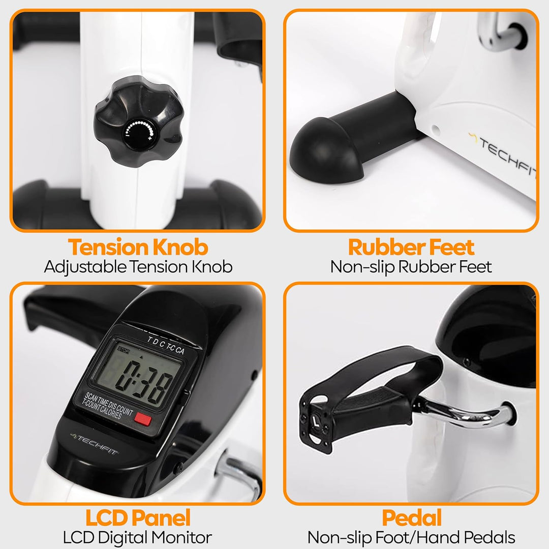 Techfit Pedal-Ausbilder, Mini-Heimtrainer für Heim und Büro, leichte Trainingsmaschine für Arme und