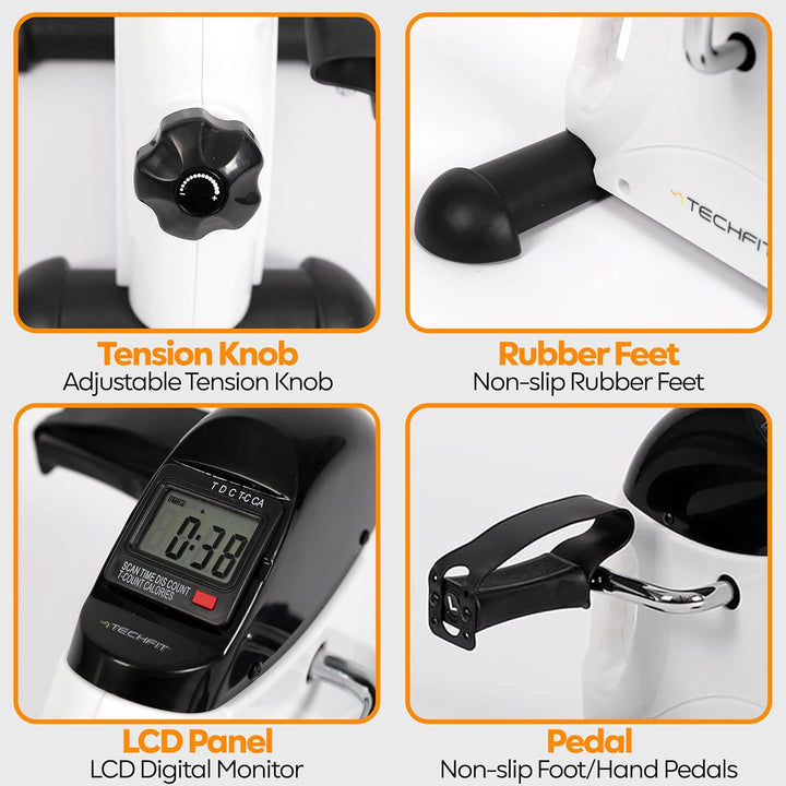 Techfit Pedal-Ausbilder, Mini-Heimtrainer für Heim und Büro, leichte Trainingsmaschine für Arme und