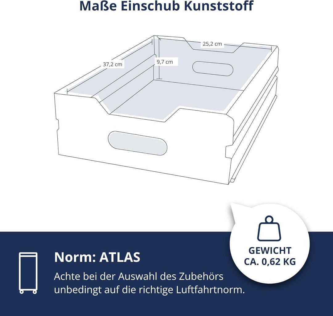 Flugzeugtrolley Einschub Kunststoff (Atlas) Schublade, Schubkasten, Drawer, Zubehör für Airline Trol