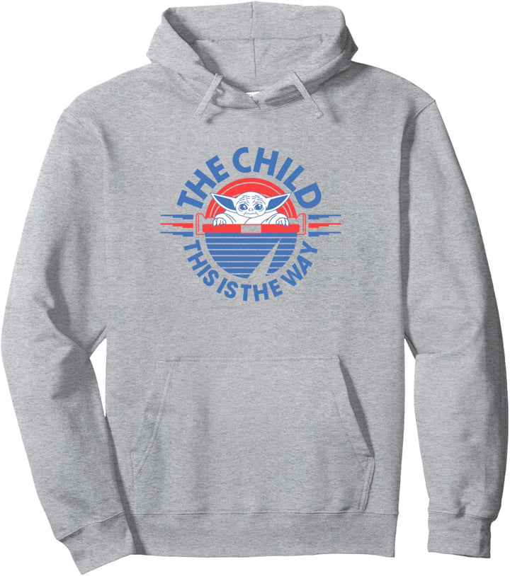 Star Wars: The Mandalorian The Child Retro White & Blue Pod Pullover Hoodie