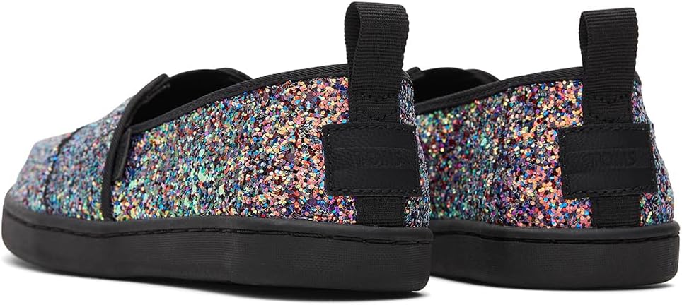 TOMS Mädchen Classic Alpargata Flacher Slipper 38 EU Schwarzer Grober Glitzer, 38 EU Schwarzer Grobe