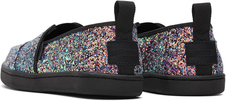 TOMS Mädchen Classic Alpargata Flacher Slipper 38 EU Schwarzer Grober Glitzer, 38 EU Schwarzer Grobe
