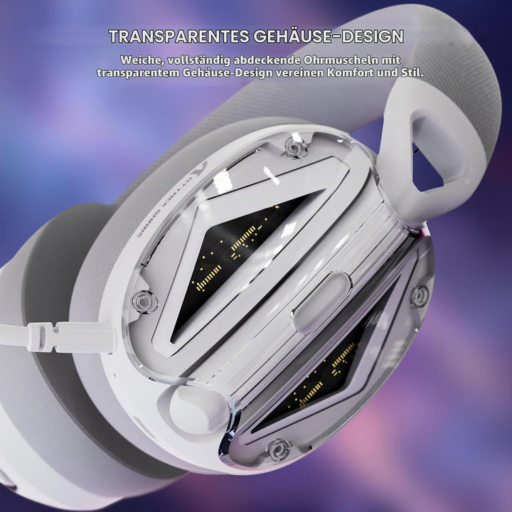 ATTACK SHARK L60 Kabelloses Gaming-Headset, 2,4G/BT/3,5mm-Kabel-Weiss | Ultraleichter Kopfhörer mit