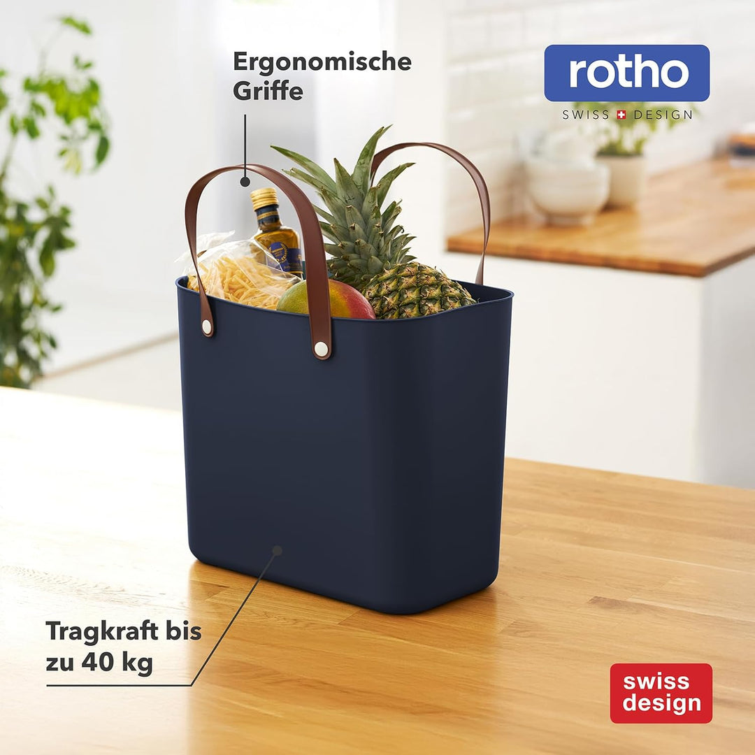Rotho Albula 2er-Set Einkaufskorb, Kunststoff (PP recycelt), blau, 2 x 25l, (40 x 23,5 x 34 cm), 2,
