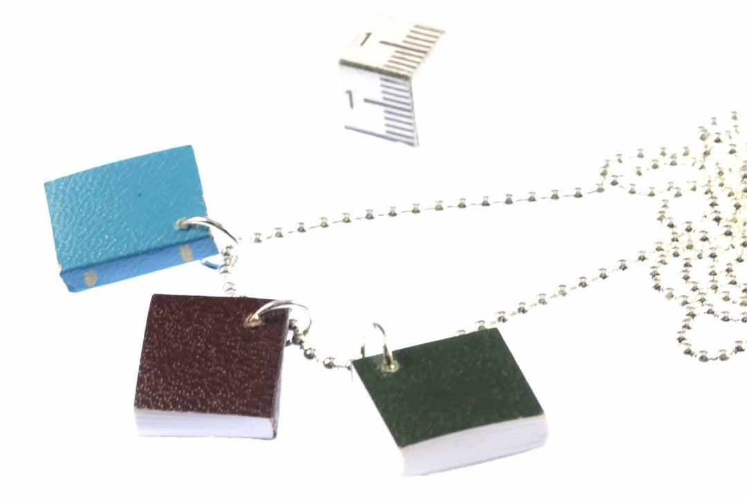 Miniblings 3er Bücher mit Seiten Halskette - Handmade Modeschmuck I Kette mit Anhänger Länge: 80cm -
