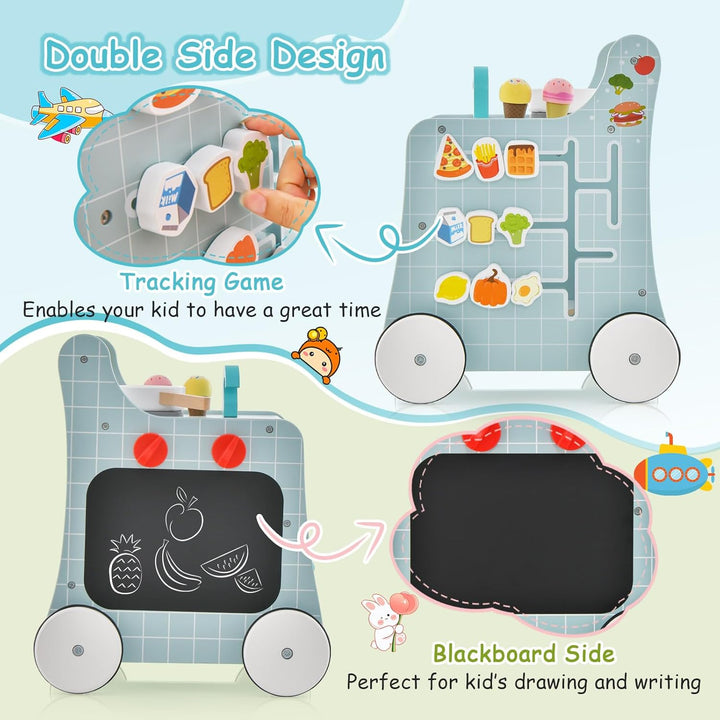 LIFEZEAL Lauflernhilfe Baby, Lauflernwagen Holz mit Rädern & Montessori-Spielzeug, Baby Walker für K