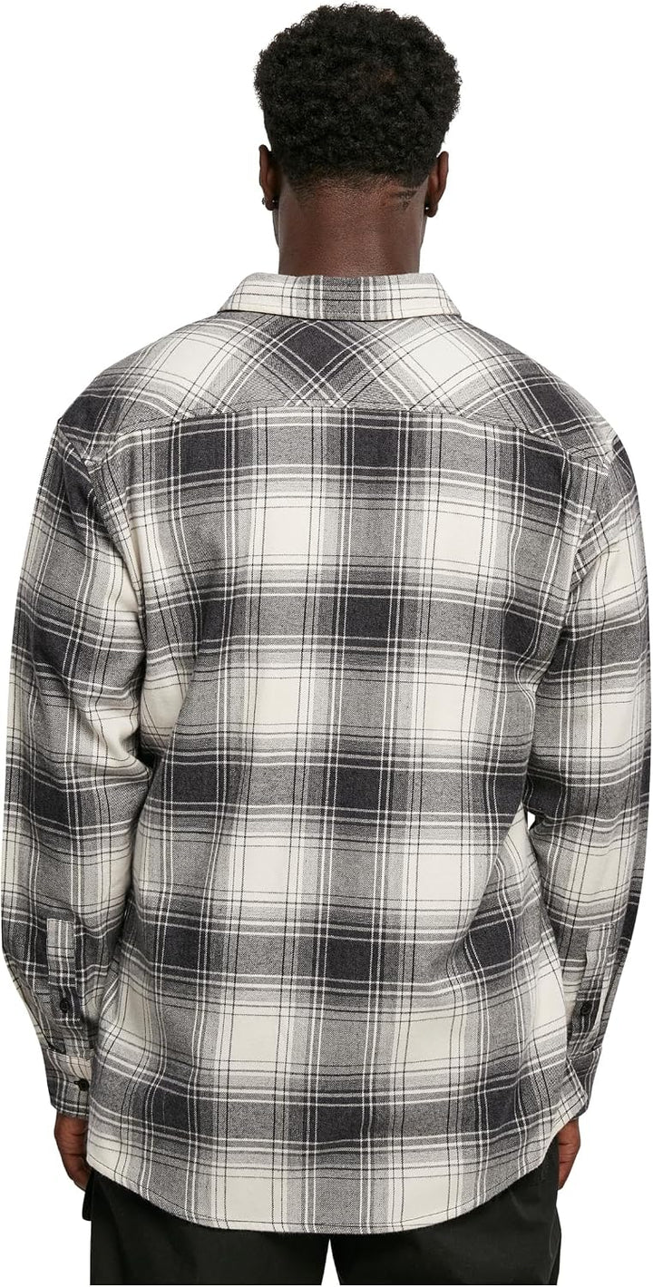 Urban Classics Herren Mock Check Shirt, legeres Hemd für Männer mit Brusttasche und überschnitten Sc